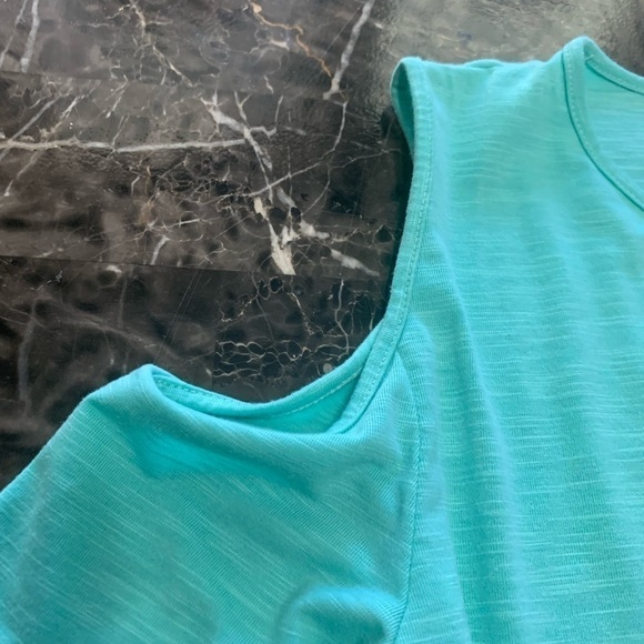 Links women’s Short Sleeves Cold Shoulder T-Shirt turquoise size medium - Picture 7 of 12